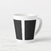 茶色の波状の線パターンブラックデザイン カフェラテマグ (右アングル)