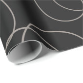 茶色の波状の線パターンブラックデザイン ラッピングペーパー (ロールコーナー)