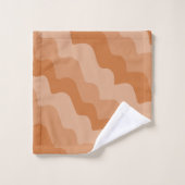 茶色の波状海波のグラデーション バスタオルセット (ウォッシュタオル)