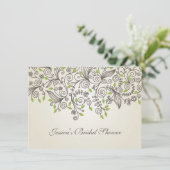 茶色の渦巻きと緑の葉ブライダルシャワー 招待状 (スタンド正面)