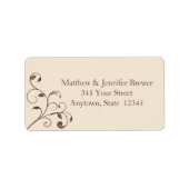 茶色の渦巻き旋回とカールのエンベロープ住所 シール (正面)