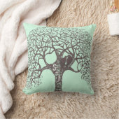 茶色の渦巻き木の愛の鳥を選択 – 背景色 クッション (ブランケット)