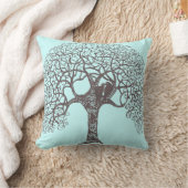 茶色の渦巻き木の愛の鳥を選択 – 背景色 クッション (ブランケット)