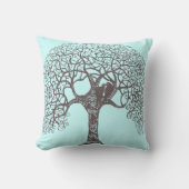 茶色の渦巻き木の愛の鳥を選択 – 背景色 クッション (正面)