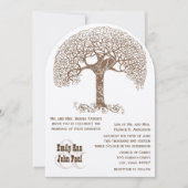 茶色の渦巻素朴き木ラブバードウッドランド結婚ズ 招待状 (正面)