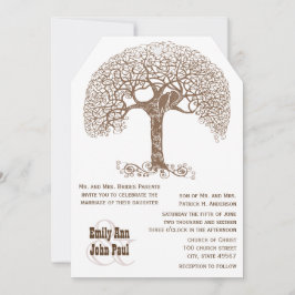 茶色の渦巻素朴き木ラブバードウッドランド結婚ズ 招待状