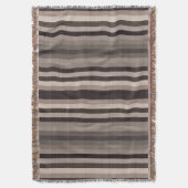 茶色の灰色のストライプ スローブランケット (正面縦)