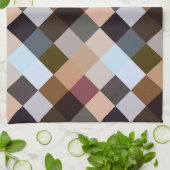 茶色の灰色のダークマーブトープ正方形モザイクパターン キッチンタオル (折り畳み)