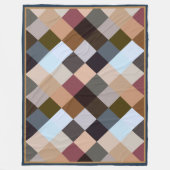 茶色の灰色のダークマーブトープ正方形モザイクパターン フリースブランケット (正面)