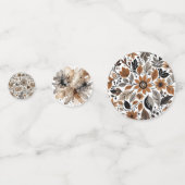 茶色の灰色の水色のメープル離れのパターン結婚のパターン コンフェッティ (裏面)