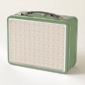 茶色の点が付いた白い背景 メタルランチボックス (裏面)