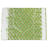 茶色の点が付いた白い背景 ラージペーパーバッグ (正面)