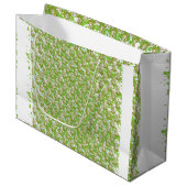 茶色の点が付いた白い背景 ラージペーパーバッグ (正面アングル)