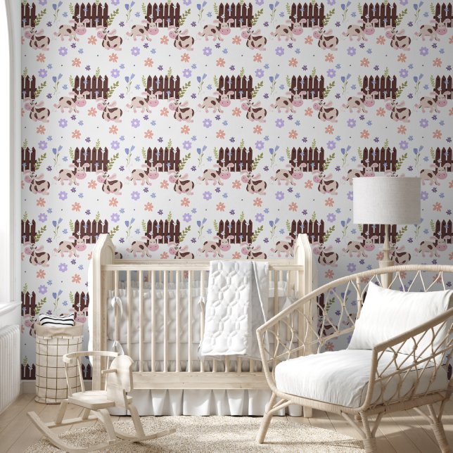 茶色の牛とフェンス 壁紙 (キッズ)