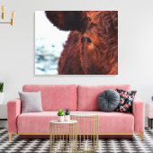 茶色の牛のポートレート キャンバスプリント (インサイチュ (リビング))