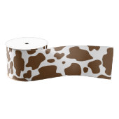 茶色の牛の斑点 フェイクカウハイドパターン グログランリボン (リール)
