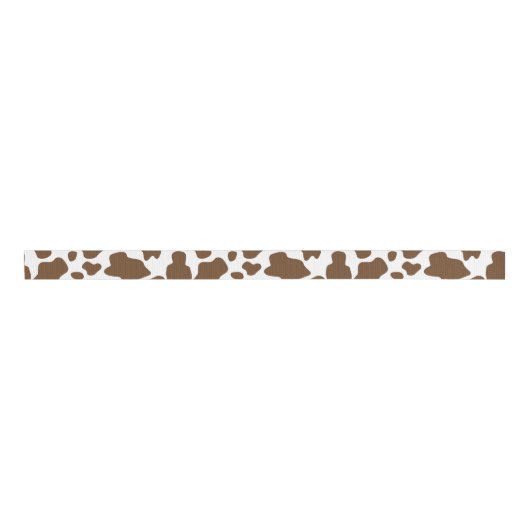 茶色の牛の斑点 フェイクカウハイドパターン グログランリボン (正面)