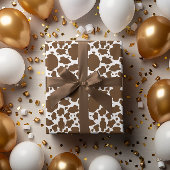 茶色の牛の斑点 フェイクカウハイドパターン ラッピングペーパー