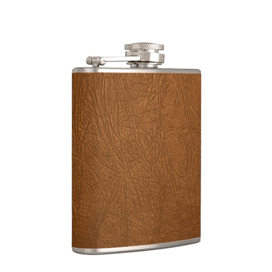 茶色の牛革のテクスチャの外観 フラスク (右)