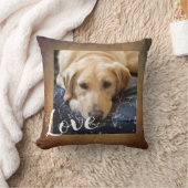 茶色の犬にオリジナルの写真とテキストを追加 クッション (ブランケット)