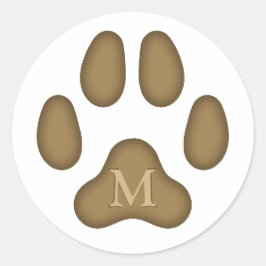 茶色の犬のポープリントペットモパーソナライズされたノグラム ラウンドシール