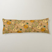 茶色の犬の漫画パターン ボディピロー (裏面)