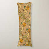 茶色の犬の漫画パターン ボディピロー (正面縦)