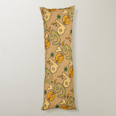 茶色の犬の漫画パターン ボディピロー (裏面 (縦))