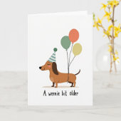 茶色の犬の誕生日カード カード (黄色い花)
