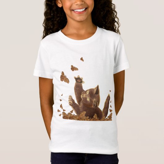茶色の猫と夜の蝶々  Tシャツ (正面)