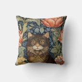 茶色の猫と牡丹の花アールヌーボー クッション (裏面)
