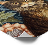 茶色の猫と牡丹の花アールヌーボー ポスター (角)