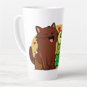 茶色の猫と猫好き カフェラテマグ (左アングル)