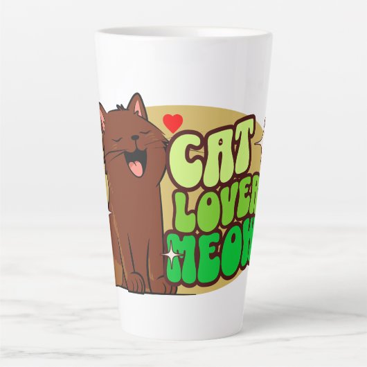 茶色の猫と猫好き カフェラテマグ (正面)
