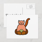 茶色の猫の漫画 ポストカード (正面/裏面)