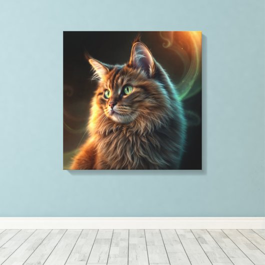 茶色の猫 キャンバスプリント (インサイチュ (ウッドフロア))