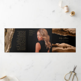 茶色の瑪瑙3折パンフレット 三つ折りカード