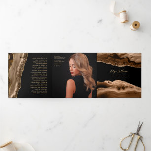 茶色の瑪瑙3折パンフレット 三つ折りカード