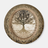 茶色の生活様式の木 マグネット (正面)