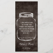 茶色の田舎臭いメイスン結婚ン・ジャーのメニュー メニュー (裏面)