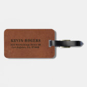 茶色の男らしレザーのテクスチャ ラゲッジタグ (裏面横)
