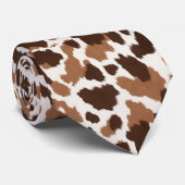 茶色の白いアニマルプリント布の革のスキンドット ネクタイ (ロール)