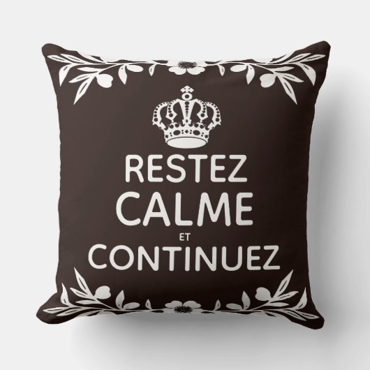 茶色の白いオリーブフランスのブの枝保がCalmオン運に対応 クッション (正面)