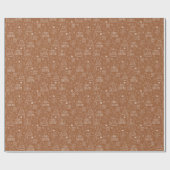茶色の白いクリスマスアウトライン ラッピングペーパー (フラット)