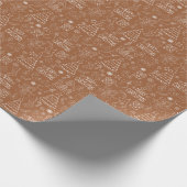 茶色の白いクリスマスアウトライン ラッピングペーパー (角)