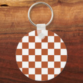 茶色の白いチェッ市松模様にクパターン キーホルダー (裏面)