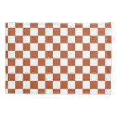 茶色の白いチェッ市松模様にクパターン 枕カバー (裏面)