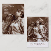 茶色の白いパールに羽のあるロマンチックな天使 名刺 (正面/裏面)