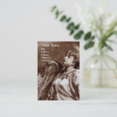 茶色の白いパールに羽のあるロマンチックな天使 名刺 (スタンド正面)