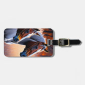 茶色の白いブルビーの馬、荷物タグ ラゲッジタグ (正面横)